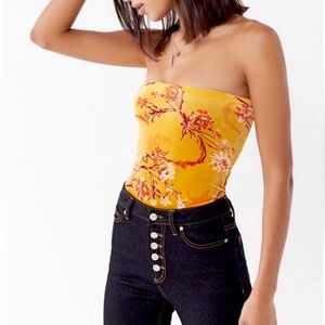 Urban Outfitters💛Out from Under “Goldenrod” Yellow Velvet Strapless Bodysuit